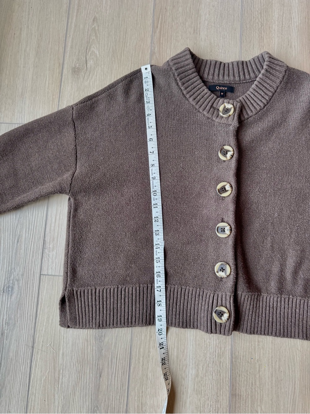 Quince Organic Cotton Cropped Cardigan Women’s M Brown Button Front - Picture 14 of 14